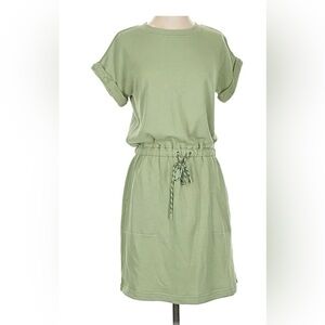 LOU & GRAY Cozy Terry Sage Green Mini Pocket Dress
